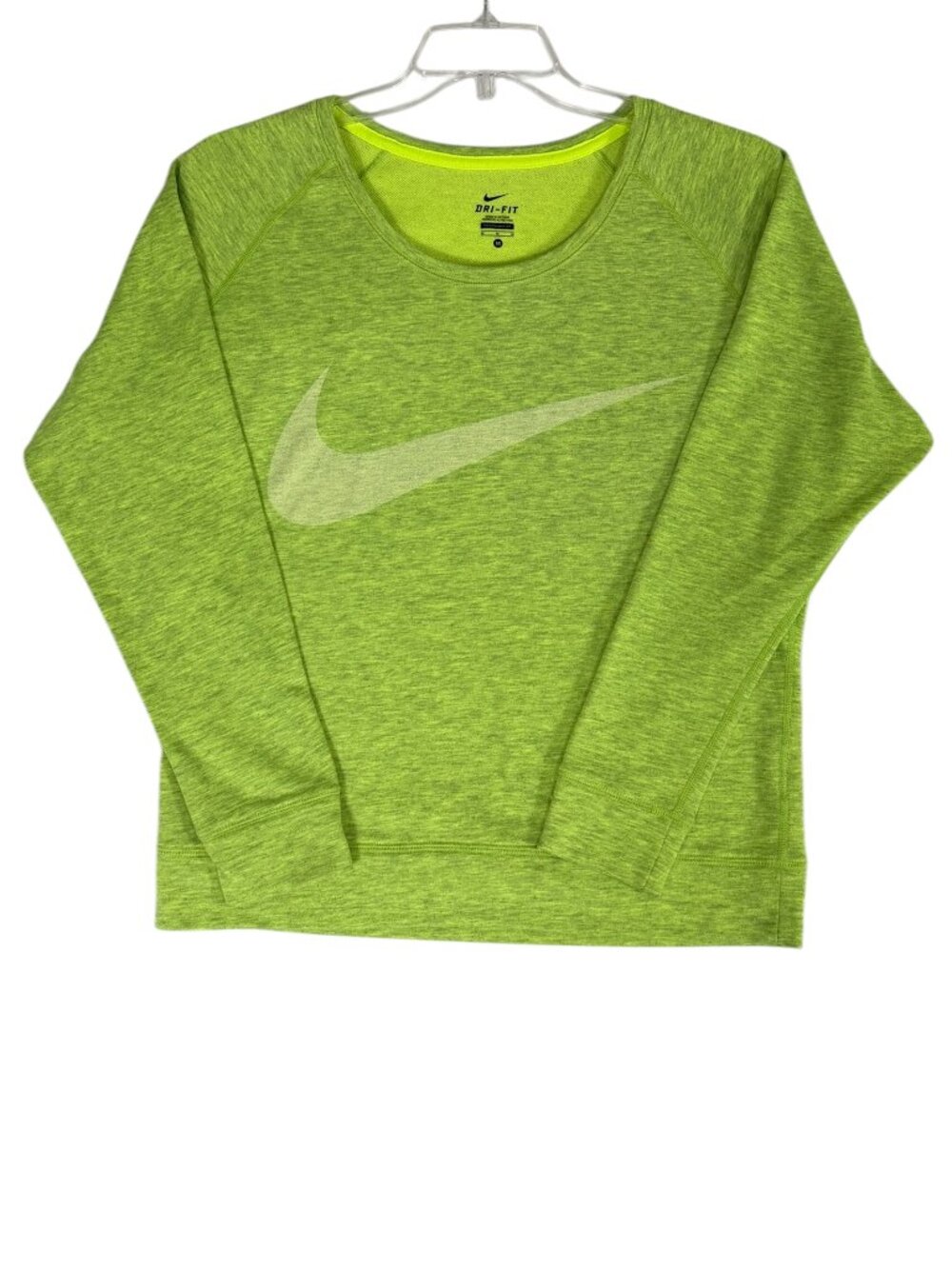 Nike Dri-FIT Volt Lime Big Swoosh Long Sleeve Athletic Top Women's M